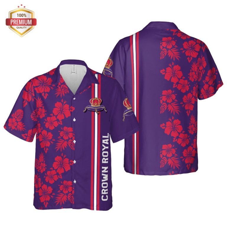 Crown Royal Canadian Whisky Hawaii Floral, Hawaiian Beach Shirt Short Sleeve
