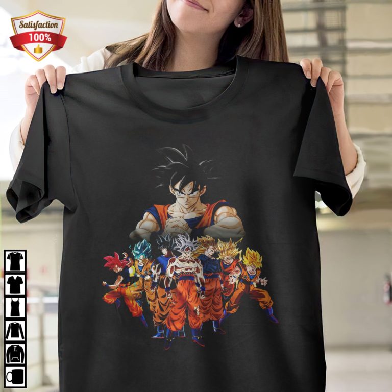 Dbz Son Goku All Transformation Forms, Super Saiyan Blue T-Shirt