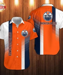 Edmonton Oilers Hockey Short Sleeve Button Up Shirt Edmonton Oilers Hockey Short Sleeve Button Up Shirt