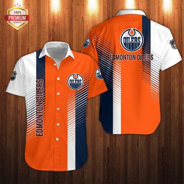 Edmonton Oilers Hockey Short Sleeve Button Up Shirt
