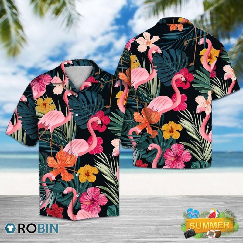 Flamingo Hawaii Shirt Aloha Shirt - RobinPlaceFabrics