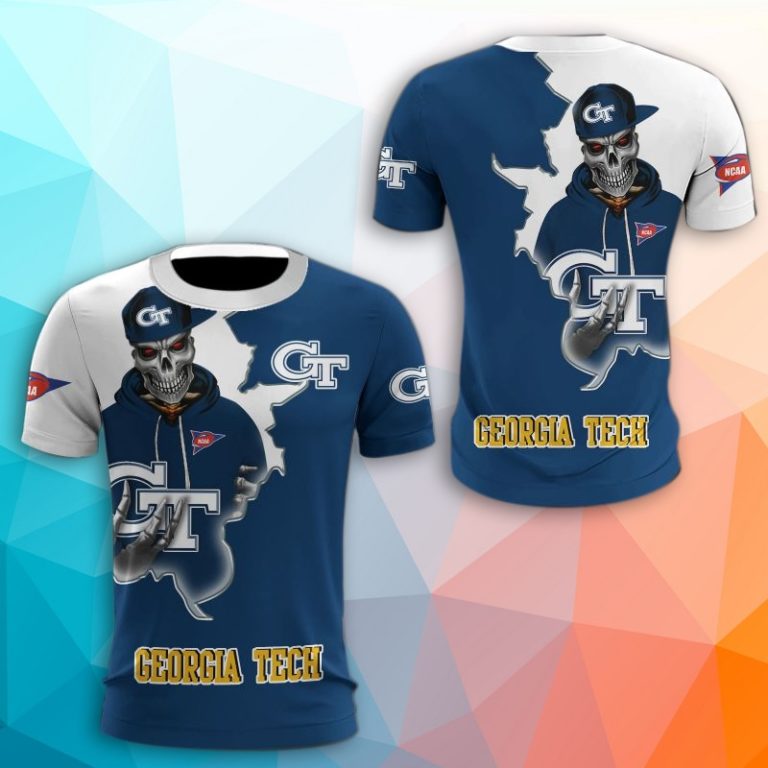 Georgia Tech Yellow Jackets Skull 3D Print T-Shirt
