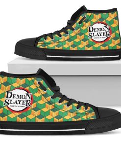 Giyu Tomioka Patter Kimetsu No Yaiba High Top Canvas Shoes