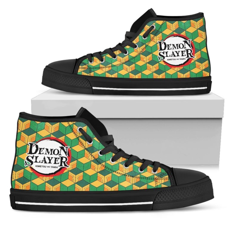 Giyu Tomioka Patter Kimetsu No Yaiba High Top Canvas Shoes