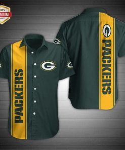 Green Bay Packers Football All Over Print Short Sleeve Button Up Shirt Green Bay Packers Football All Over Print Short Sleeve Button Up Shirt