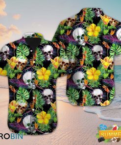 Hawaii Flower Skull Beach Sleeves Shirt