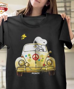 Hippie Snoopy And Woodstock Driving Car T-Shirt