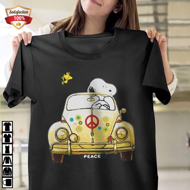 Hippie Snoopy And Woodstock Driving Car T-Shirt
