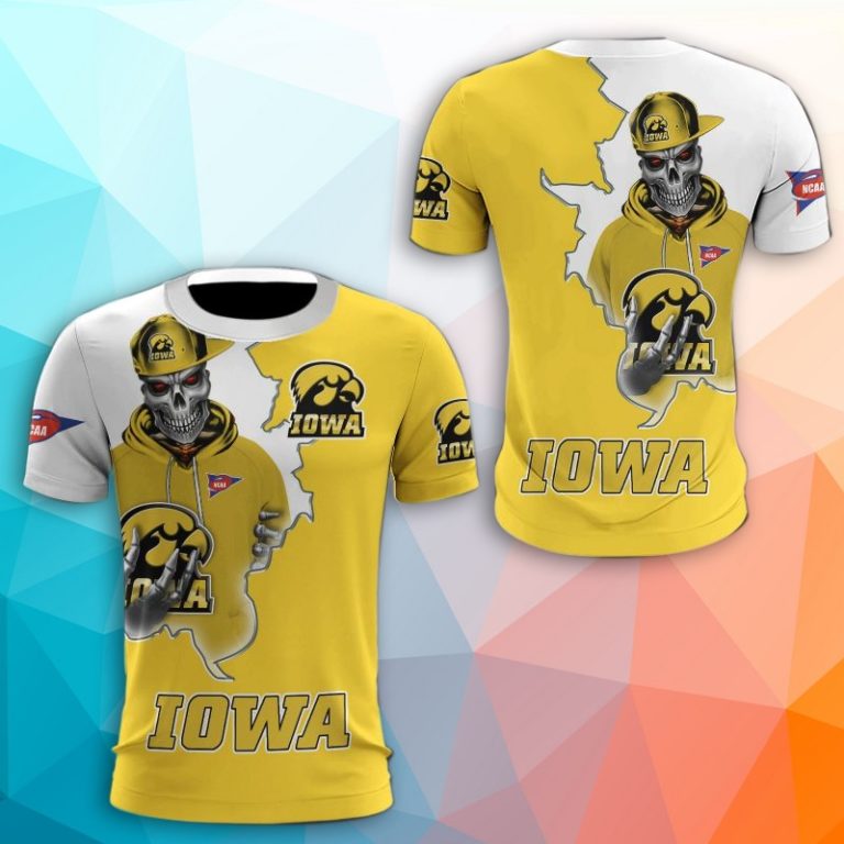 Iowa Hawkeyes Skull 3D Print T-Shirt