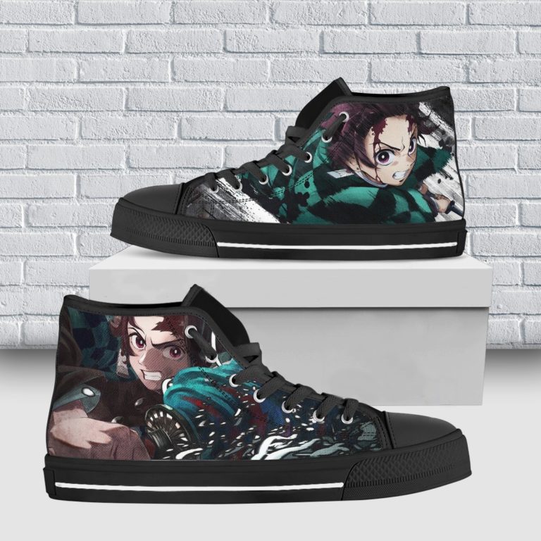 Giyu Tomioka Patter Kimetsu No Yaiba High Top Canvas Shoes ...