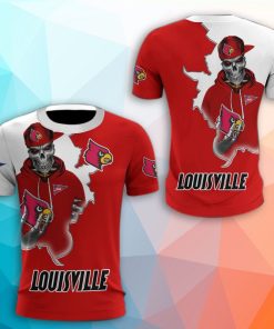 Louisville Cardinals Skull 3D Print T-Shirt