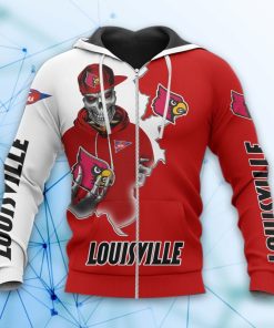 Louisville Cardinals Skull 3D All Over Print Hoodie and Zip-up