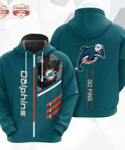 Miami Dolphins Go Fins 3D Print Hoodie Miami Dolphins Go Fins 3D Print Hoodie