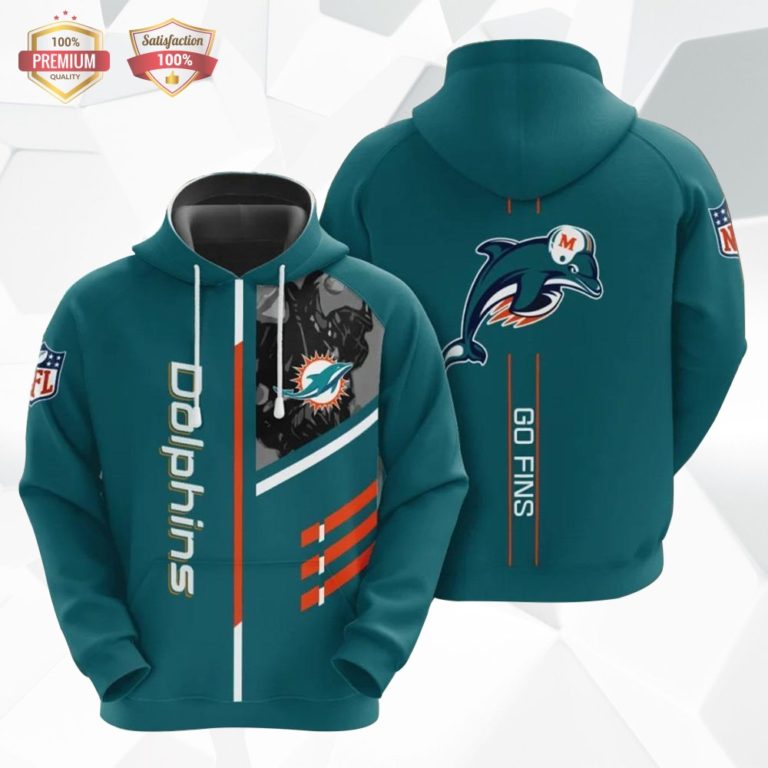Miami Dolphins Go Fins 3D Print Hoodie