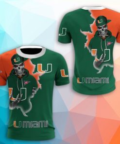 Miami Hurricanes Skull 3D Print T-Shirt