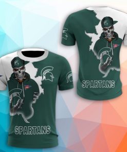 Michigan State Spartans Skull 3D Print T-Shirt