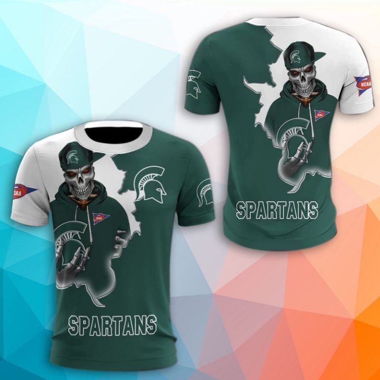 Michigan State Spartans Skull 3D Print T-Shirt