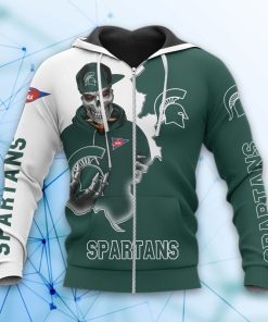 Michigan State Spartans Skull 3d All Over Print Hoodie And Zip-Up