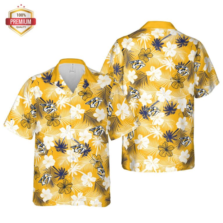 Nashville Predators Hawaii Floral Pattern Shirt, Hawaiian Beach Shirt Short Sleeve
