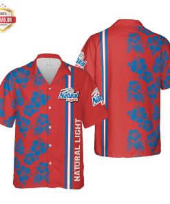 Natural Light Beer Hawaii Floral, Hawaiian Beach Shirt Short Sleeve
