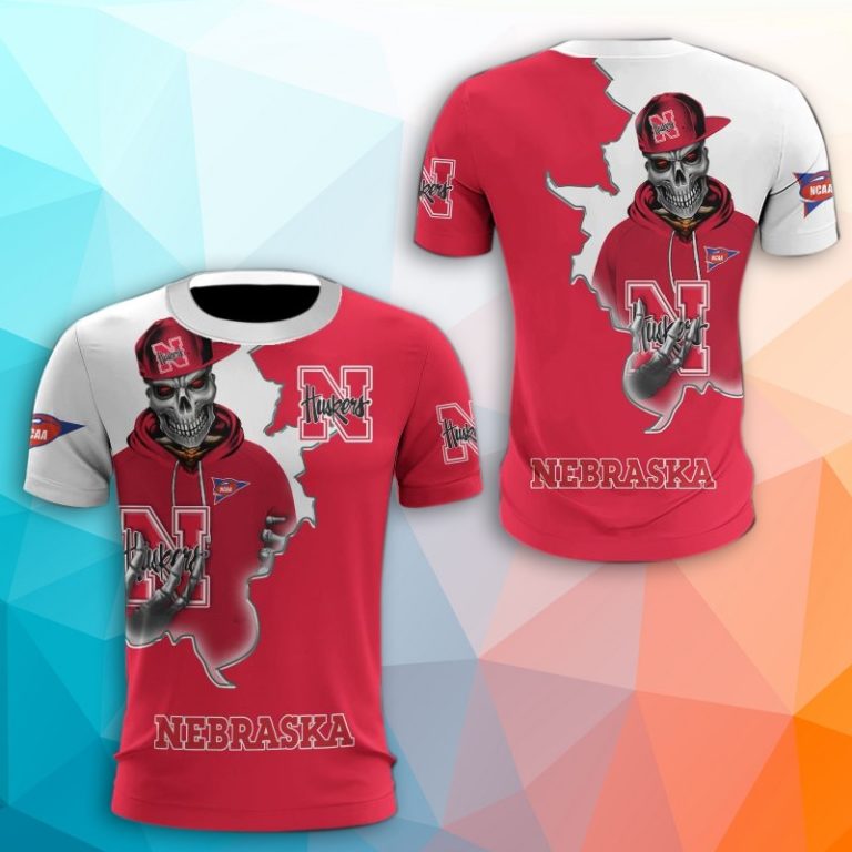 Nebraska Cornhuskers Skull 3D Print T-Shirt