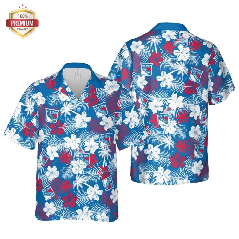 New York Rangers Hawaiian Shirt, Hawaiian Beach Shirt Short Sleeve RobinPlaceFabrics