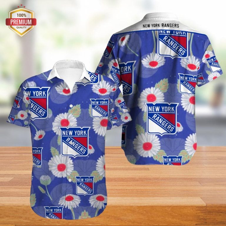 New York Rangers Hawaiian Shirt, Hawaiian Beach Shirt Short Sleeve