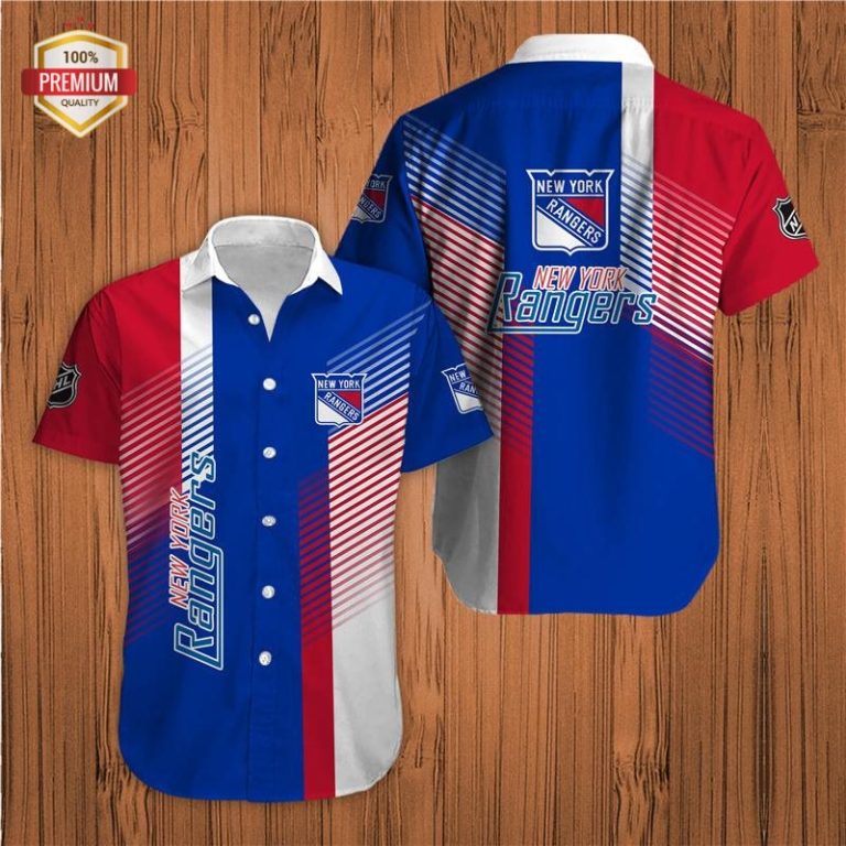 New York Rangers Short Sleeve Button Up Shirt