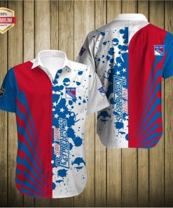 New York Rangers Team AOP Short Sleeve Button Shirt