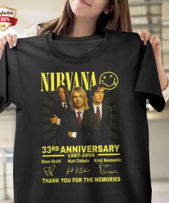 Nirvana 33rd Anniversary 1987-1994 Signatures Thank You For The Memories, Dave Grohl T-Shirt