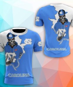 North Carolina Tar Heels Skull 3D Print T-Shirt