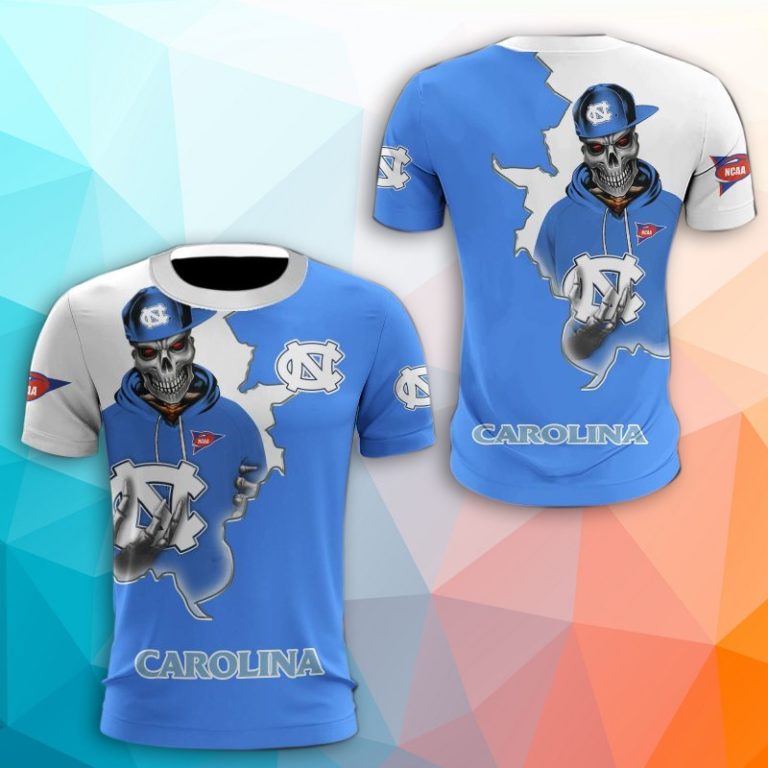 North Carolina Tar Heels Skull 3D Print T-Shirt