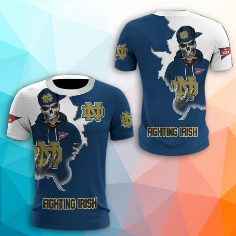 Notre Dame Fighting Irish Skull 3D Print T-Shirt