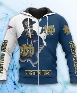 Notre Dame Fighting Irish Skull 3D All Over Print Hoodie and Zip-up