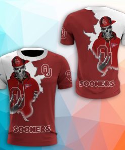 Oklahoma Sooners Skull 3D Print T-Shirt