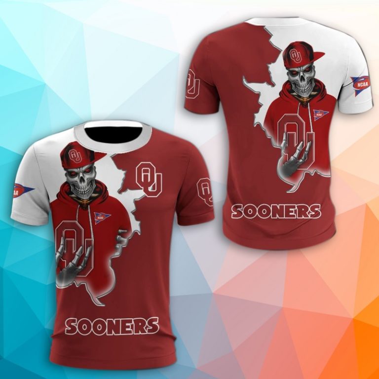 Oklahoma Sooners Skull 3D Print T-Shirt