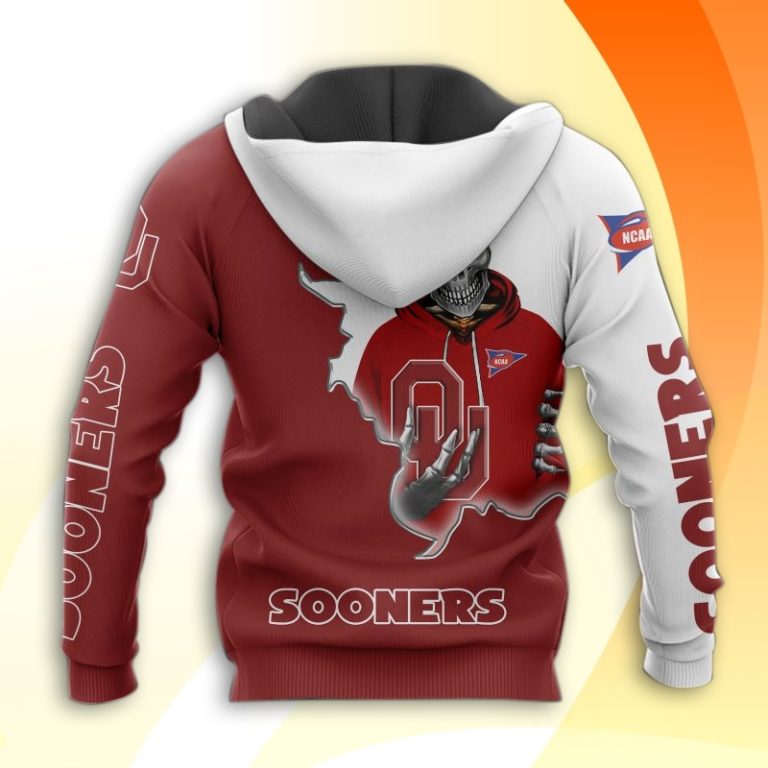 Oklahoma Sooners Skull 3D All Over Print Hoodie and Zip-up