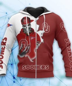 Oklahoma Sooners Skull 3D All Over Print Hoodie and Zip-up