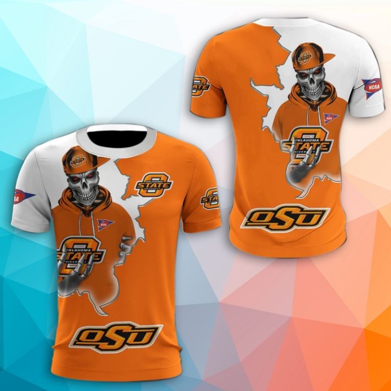 Oklahoma State Cowboys Skull 3D Print T-Shirt