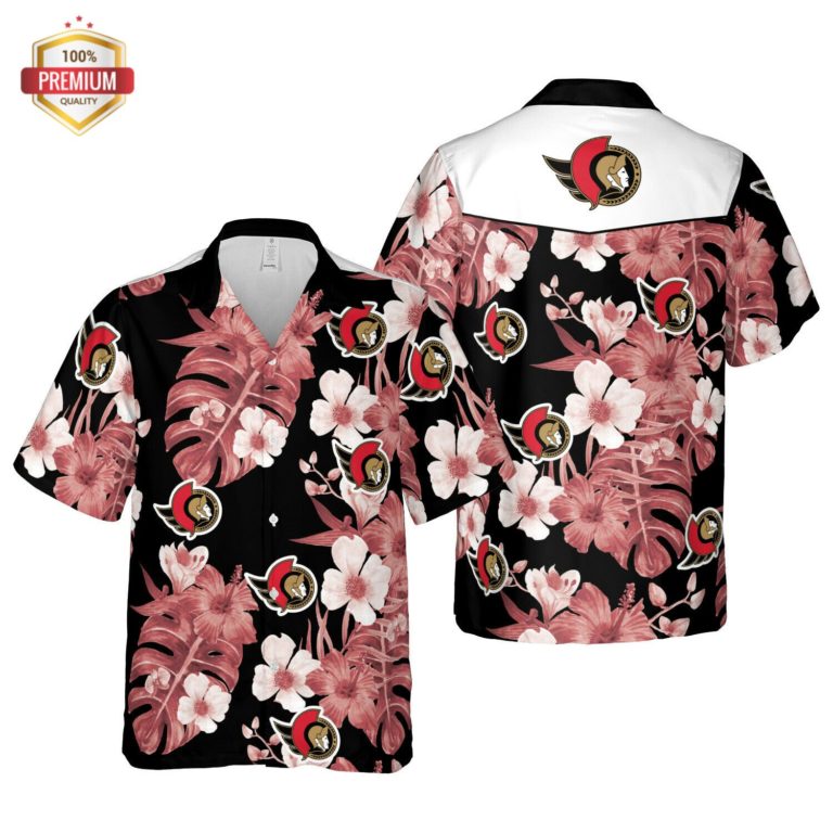 Ottawa Senators Hawaii Floral, Hawaiian Beach Shirt Short Sleeve
