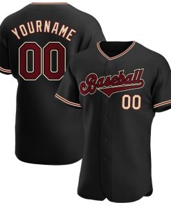 Personalized Black Crimson-Khaki Baseball Jersey