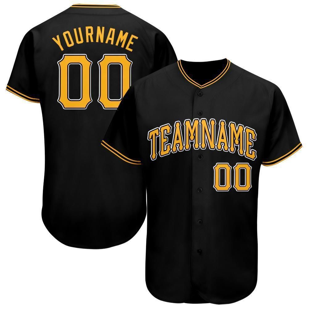 Personalized Black Gold Baseball Jersey - RobinPlaceFabrics