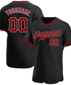 Personalized Black Red-White Baseball Jersey Personalized Black Red-White Baseball Jersey