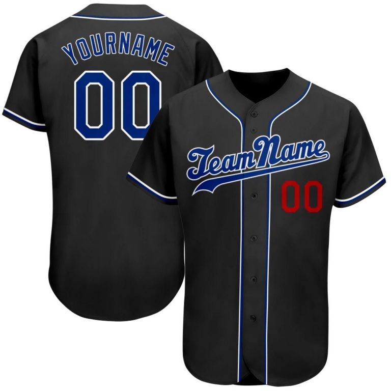 Personalized Black Royal-Red Baseball Jersey