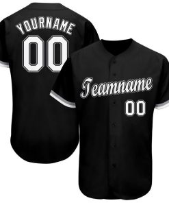 Personalized Black White-Grey Baseball Jersey