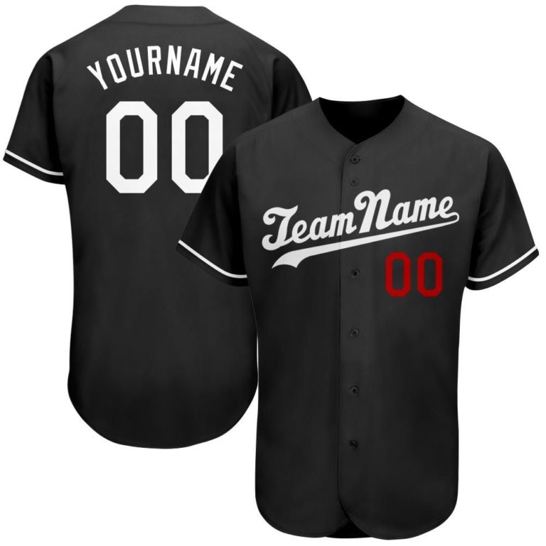 Personalized Black White-Red Baseball Jersey