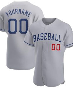 Personalized Gray Royal-Red Baseball Jersey Personalized Gray Royal-Red Baseball Jersey