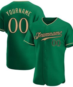 Personalized Kelly Green Old Gold-Black Baseball Jersey