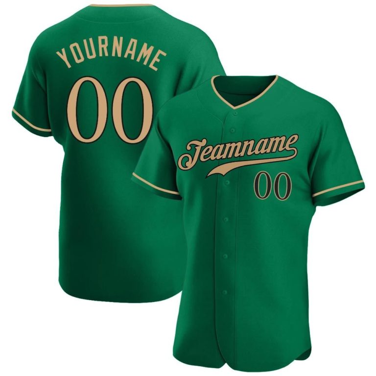 Personalized Kelly Green Old Gold-Black Baseball Jersey