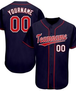 Personalized Navy Red-White Baseball Jersey Personalized Navy Red-White Baseball Jersey